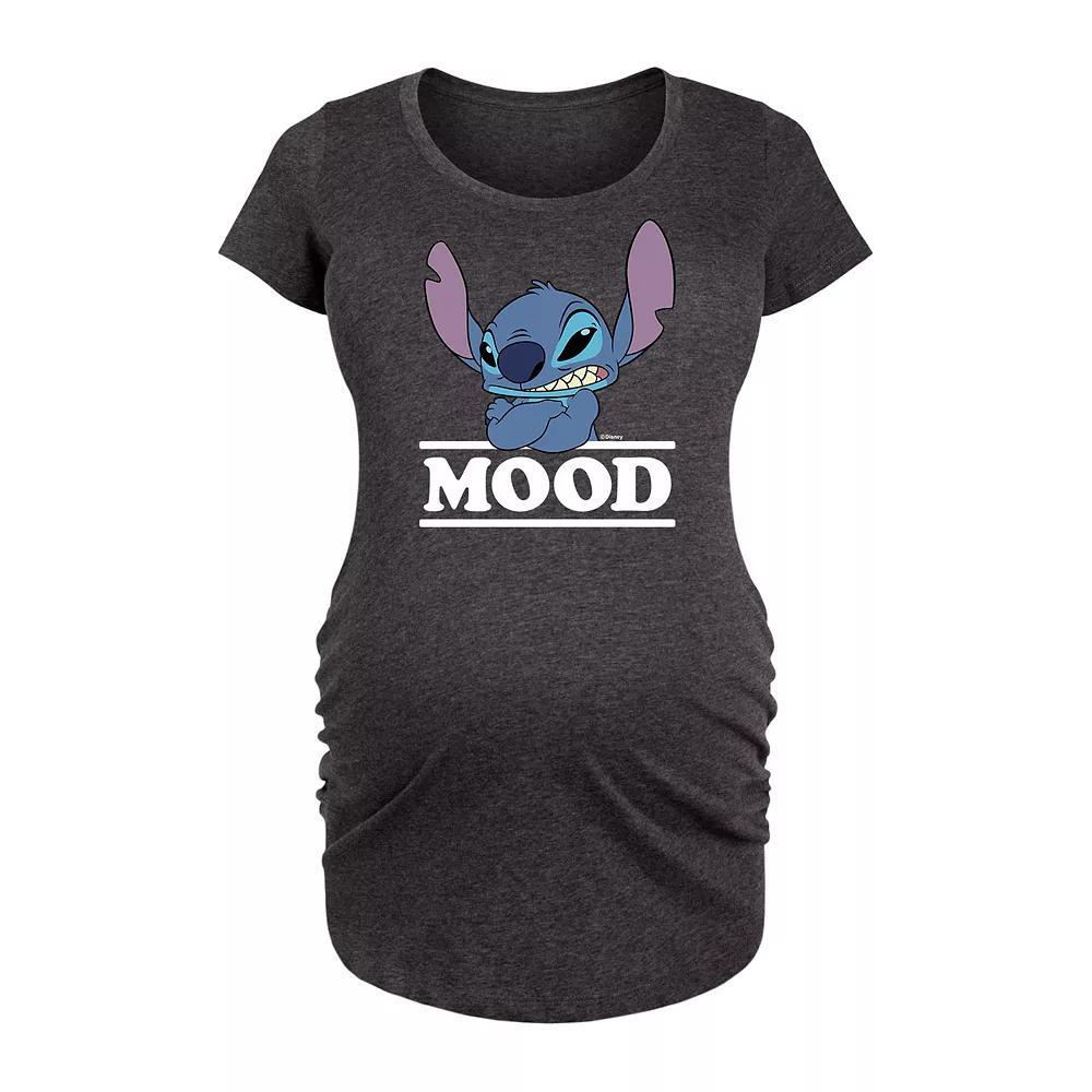 Disneys Lilo & Stitch Maternity Mood Graphic Tee, Womens Heather Grey Product Image