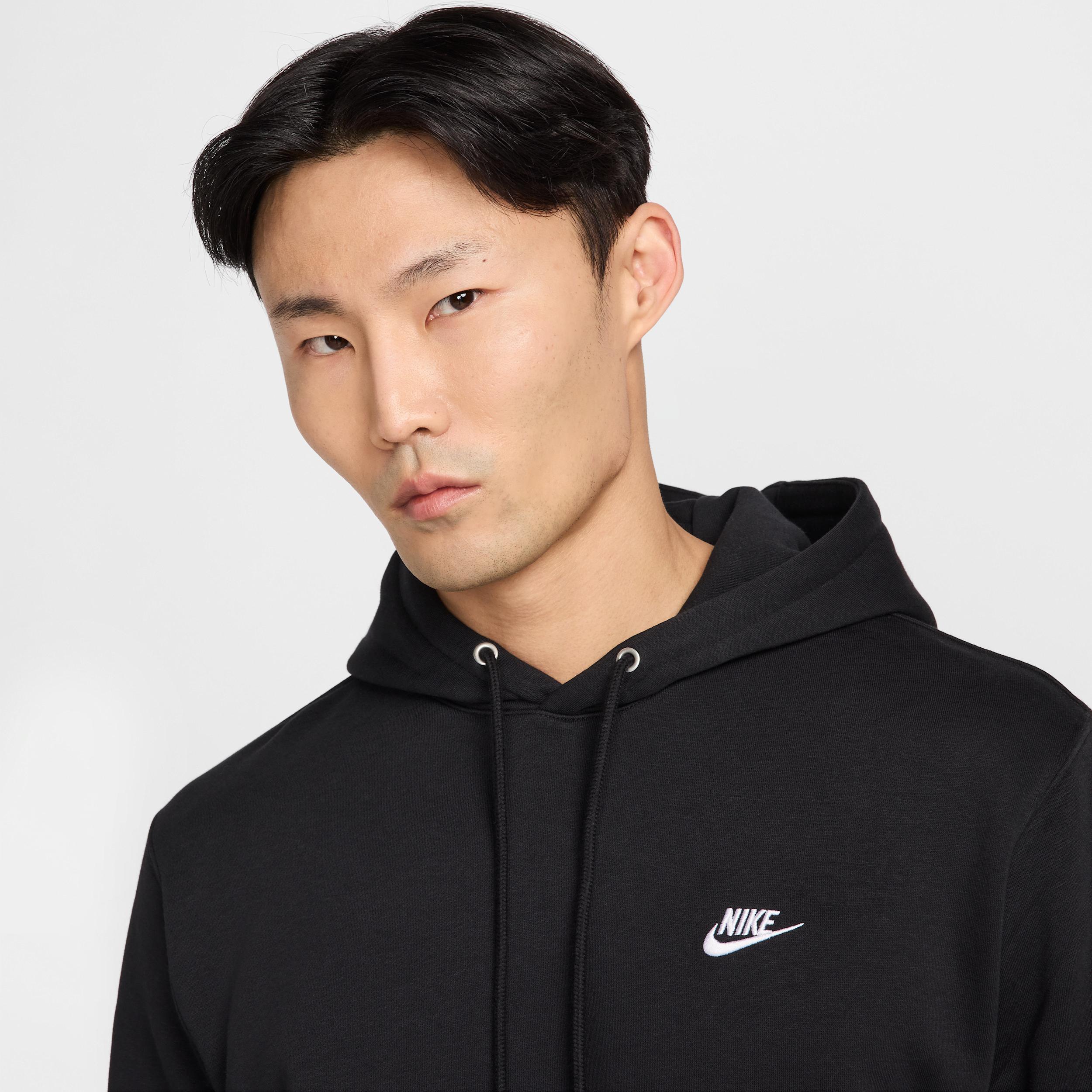 Men's Nike Club Pull-Over Fleece Hoodie, Size: Large, Black Product Image