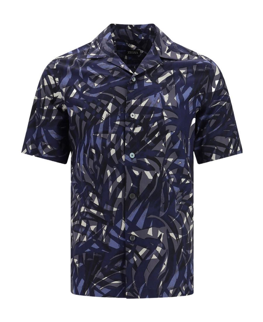 ZEGNA Patterned Short-sleeved Shirt In Black Product Image