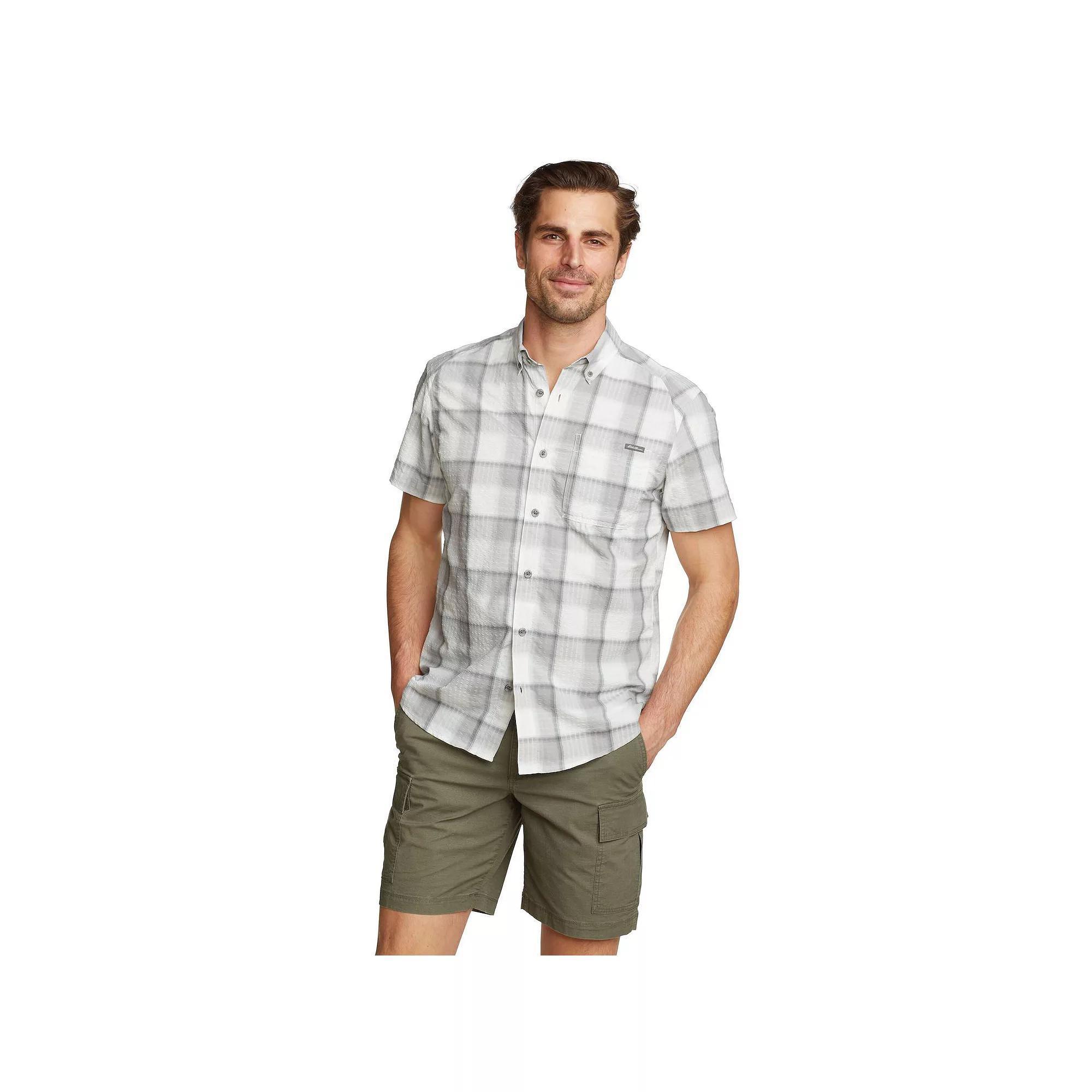 Big & Tall Eddie Bauer Pack It Tech Seersucker Button-Down Shirt, Men's, Size: Large Tall, Light Gray Product Image