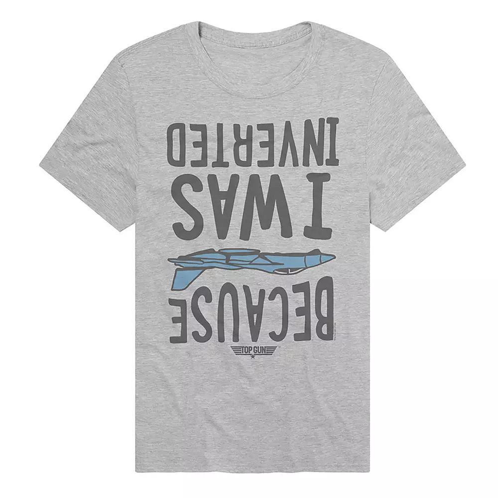 Men's Top Gun Because I Was Inverted Graphic Tee, Size: Small, Athletic Grey Product Image