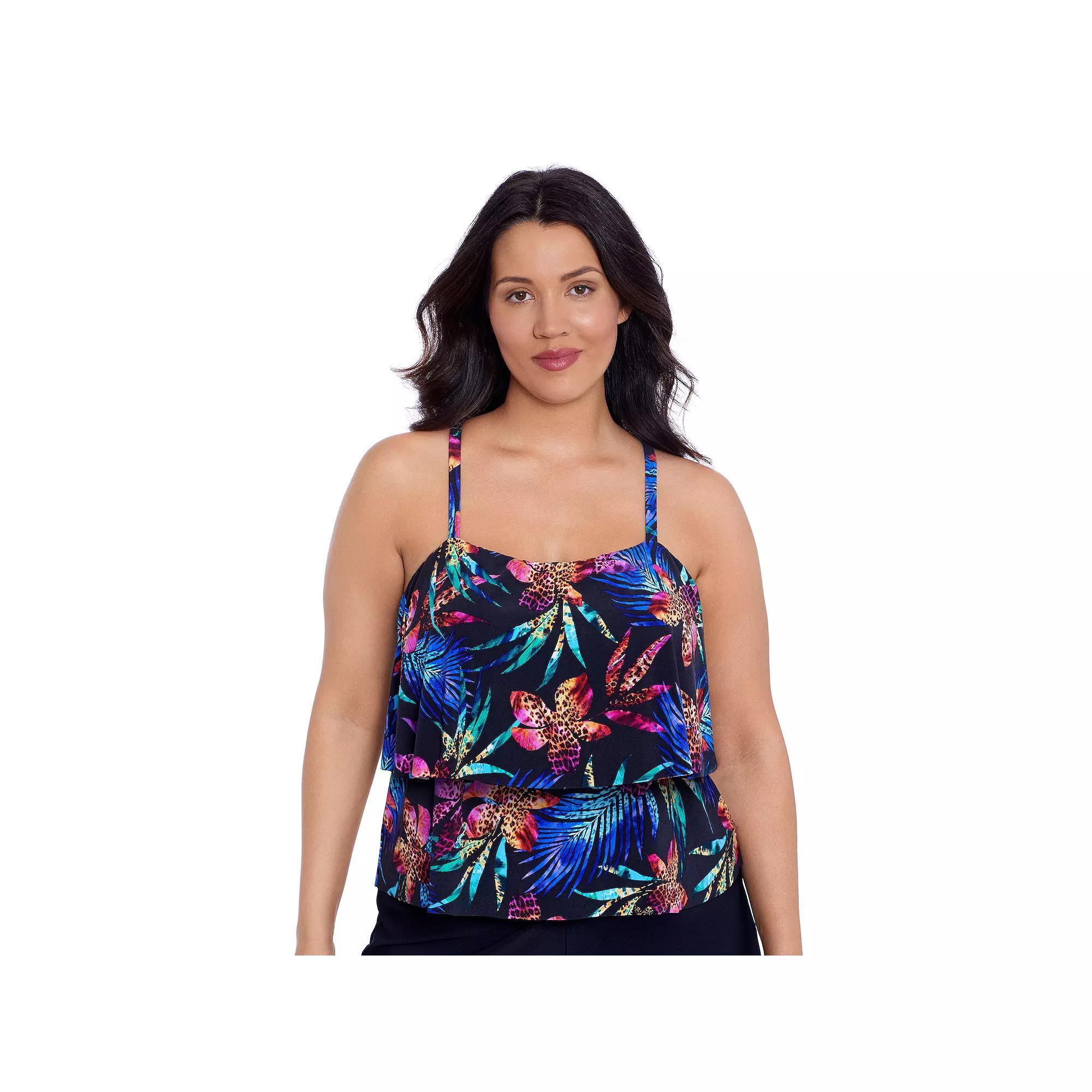 Women's Trimshaper Roxy Romper Swimsuit, Size: 12, Leopard Lily Product Image