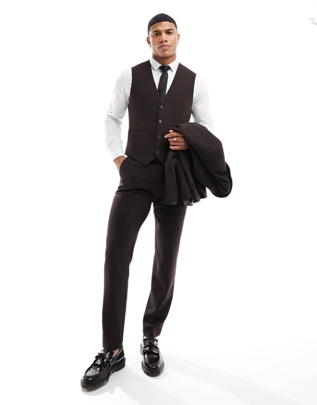 ASOS DESIGN wedding slim wool mix suit vest Product Image
