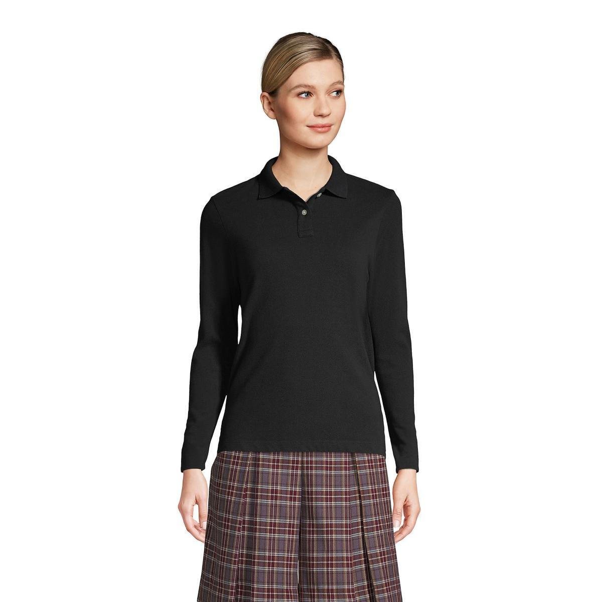 Women's Lands' End School Uniform Long Sleeve Mesh Polo Shirt, Size: Medium, Classic Blue Product Image
