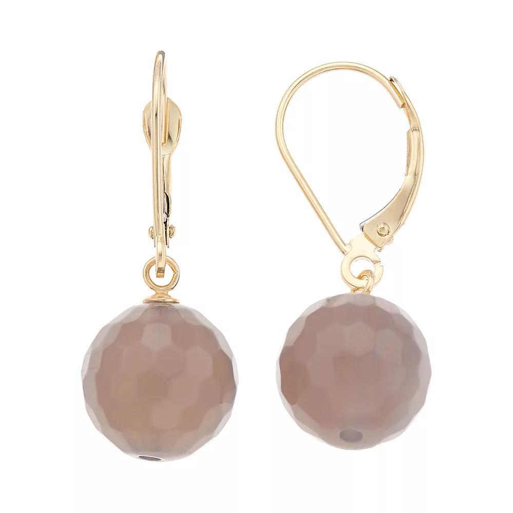 14k Gold Agate Drop Earrings, Women's, Gray Product Image