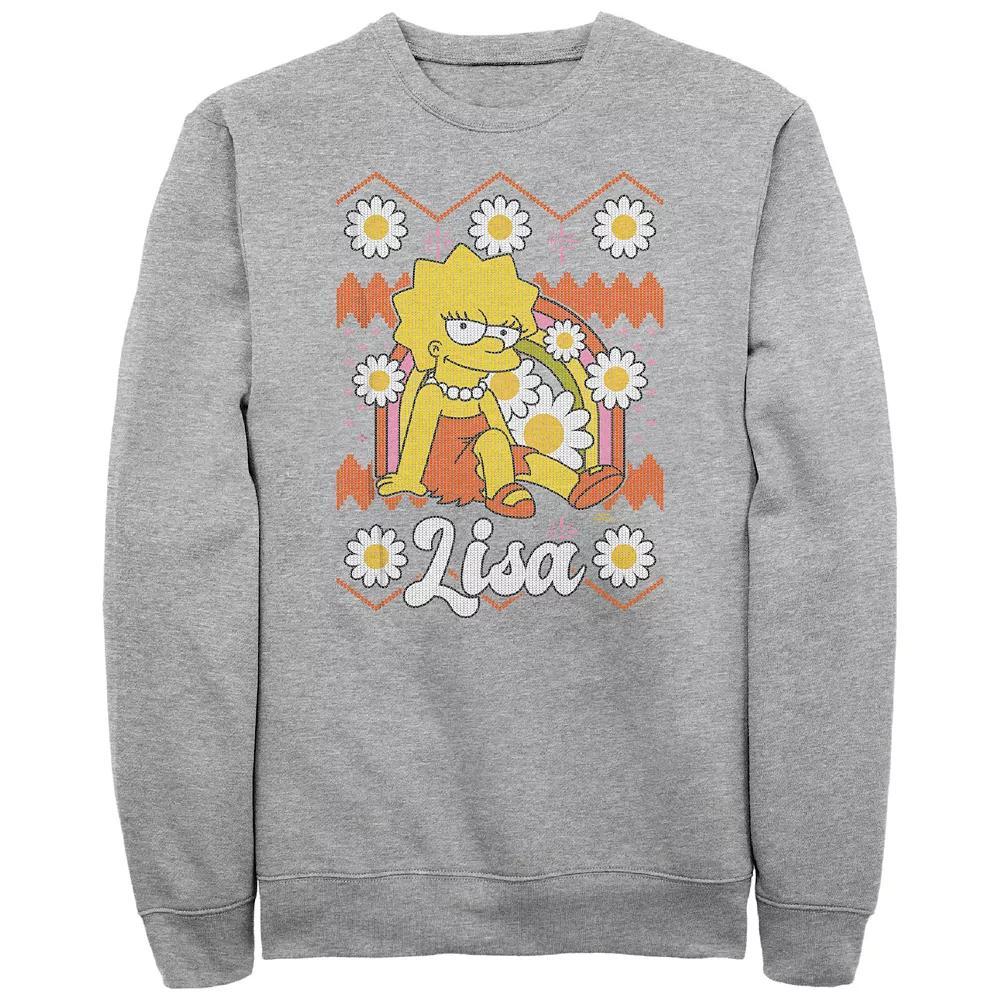 Big & Tall The Simpsons Lisa Christmas Sweater Graphic Fleece, Men's, Size: XXL Tall, Athletic Grey Product Image
