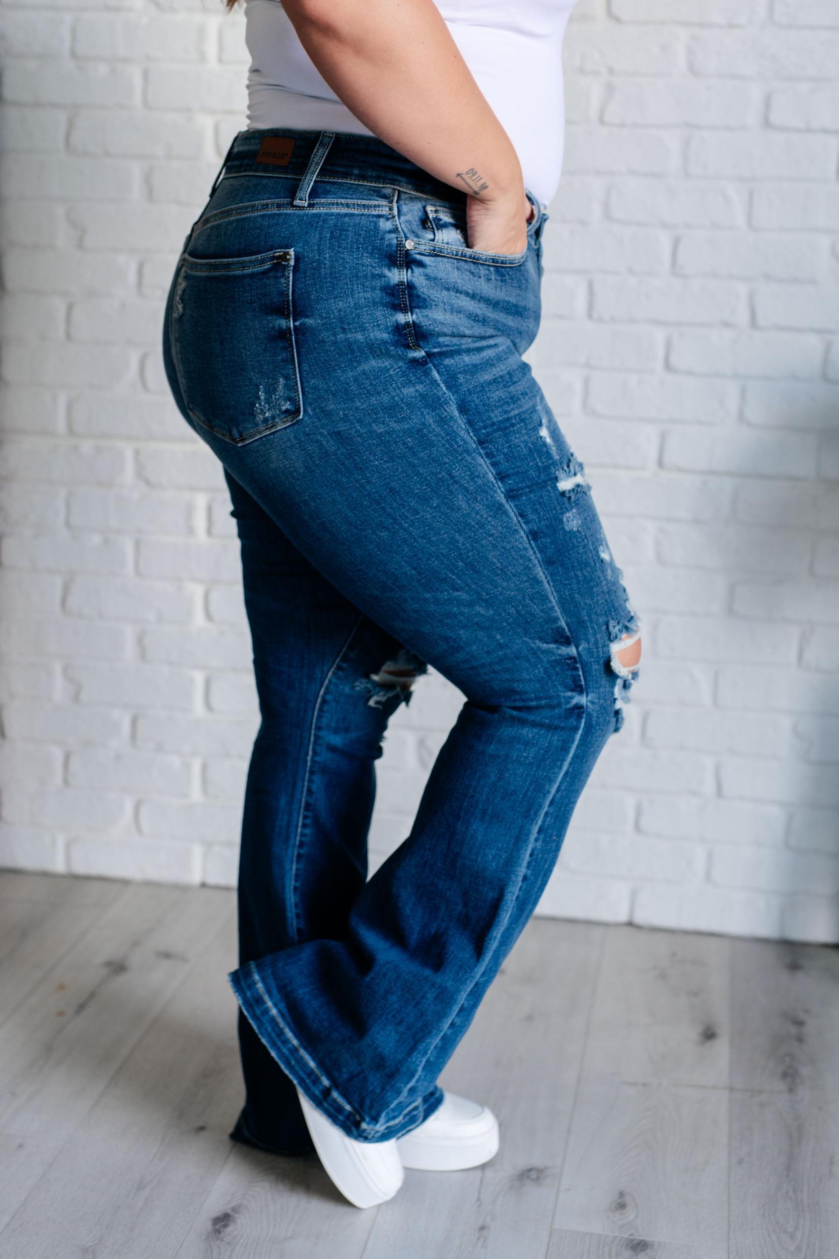 Gabriella Mid Rise Distressed Button Fly Flare (Online Exclusive) Product Image