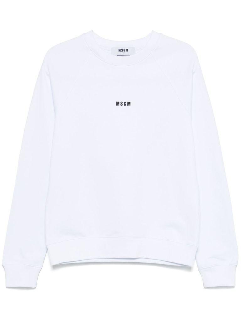 MSGM White Crewneck Sweatshirt With Logo Product Image
