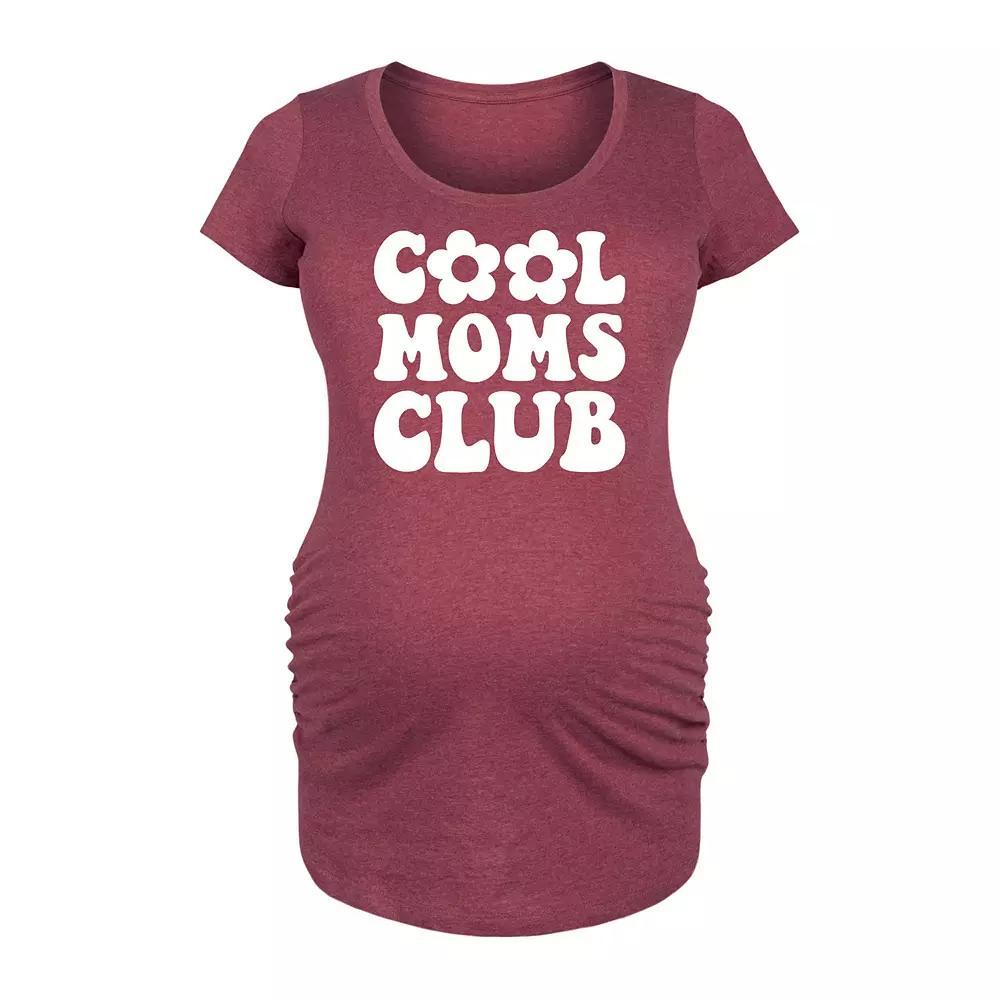 Maternity Cool Moms Club Graphic Tee, Womens Grey Dark Red Product Image