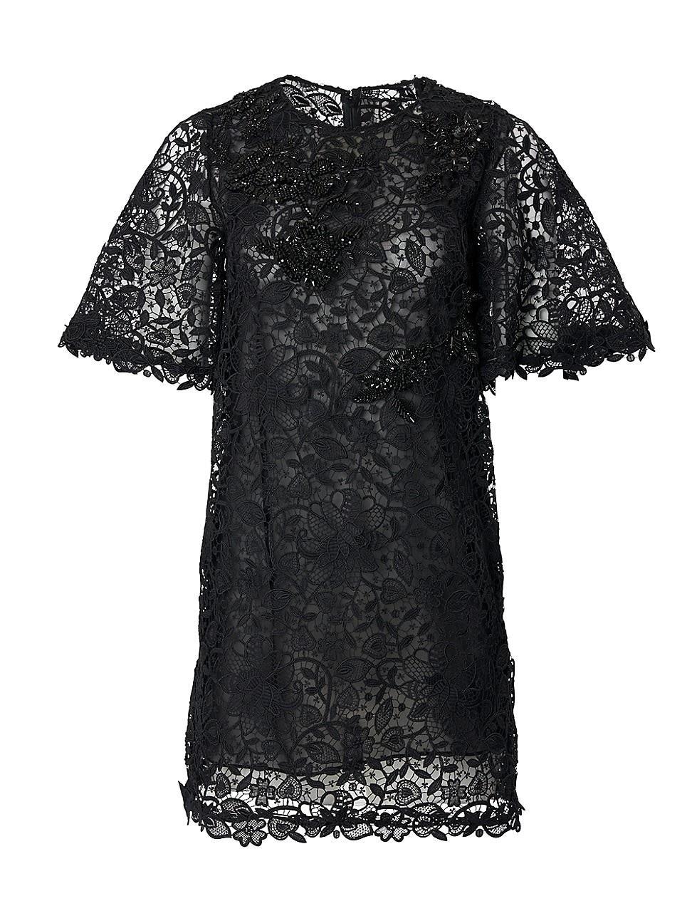 Womens Beaded Lace Shift Minidress Product Image