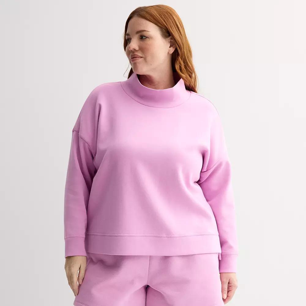 Plus Size Tek Gear Double Knit Funnel Neck Sweater, Women's, Size: 1XL, Purple Macaroon Product Image