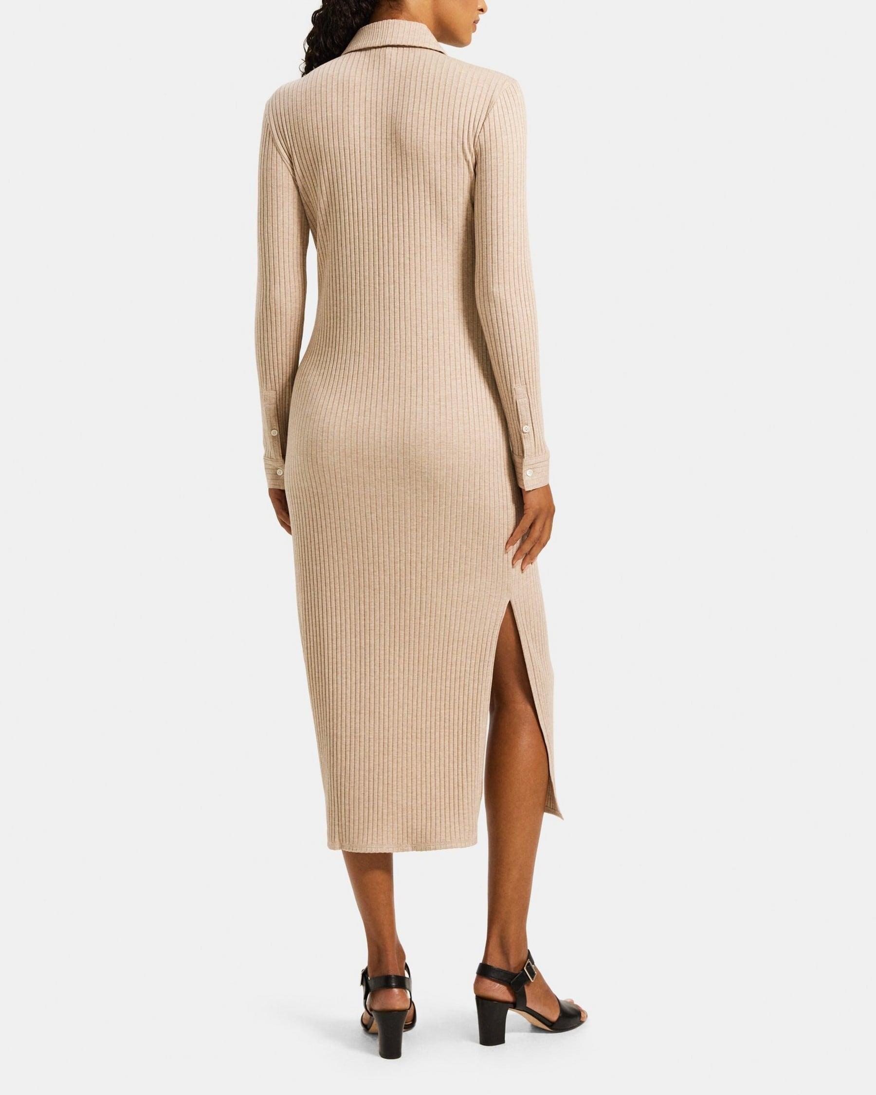 Maxi Shirt Dress in Ribbed Modal Cotton Product Image