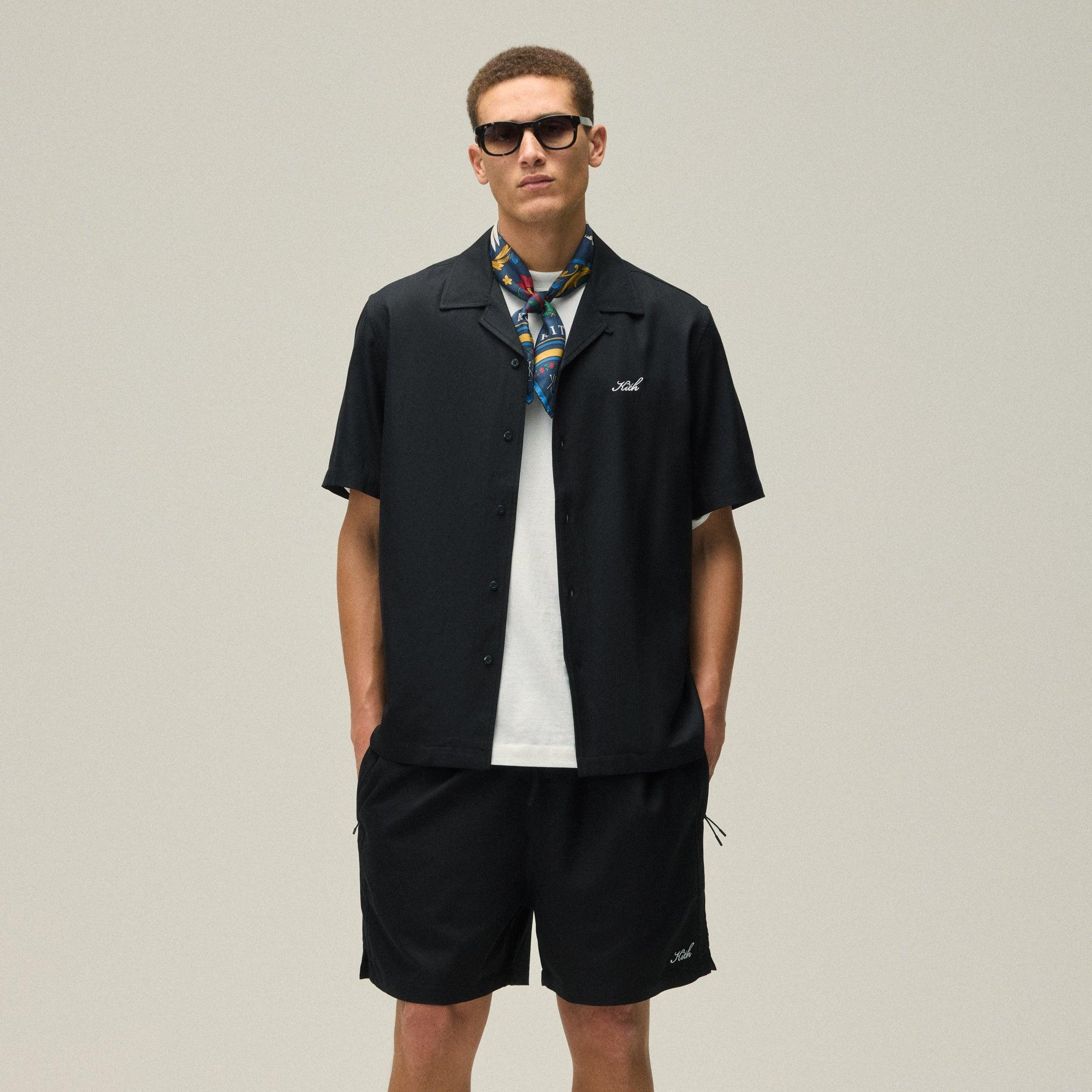Kith Silk Cotton Thompson Camp Collar Shirt - Black Male Product Image
