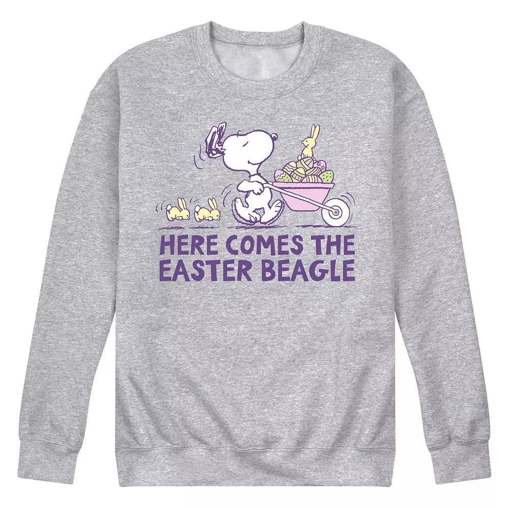 Mens Peanuts Easter Bunny Helper Fleece Sweatshirt Grey Gray Product Image