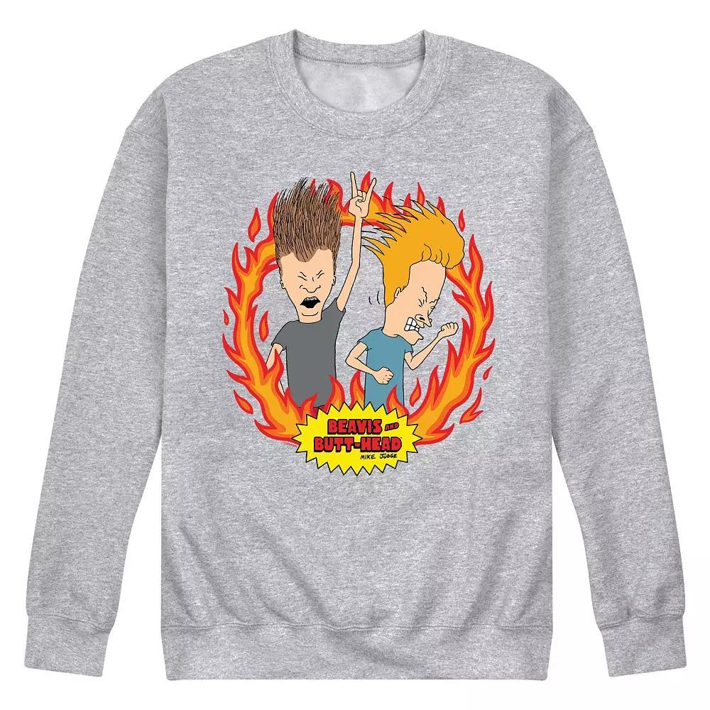 Mens Beavis And Butthead Rock Flames Sweatshirt Product Image