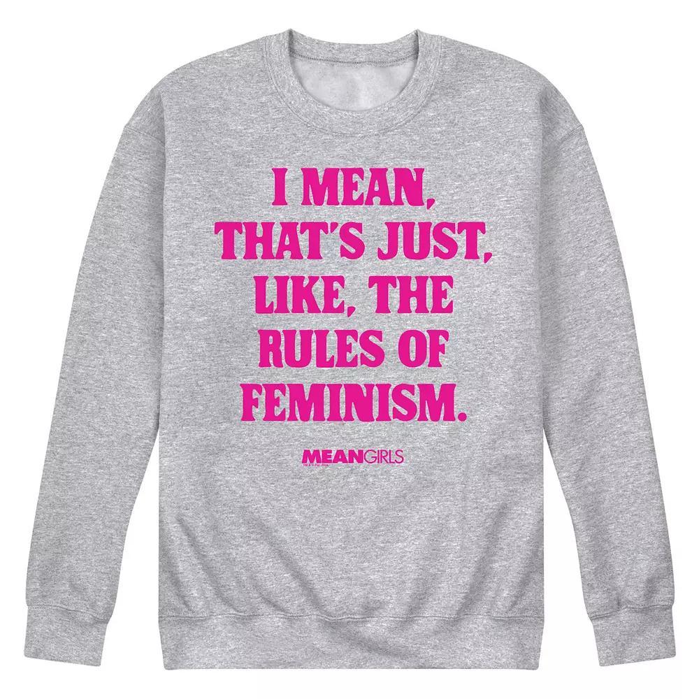 Men's Mean Girls Rules Of Feminism Fleece Sweatshirt, Size: XXL, Grey Gray Product Image