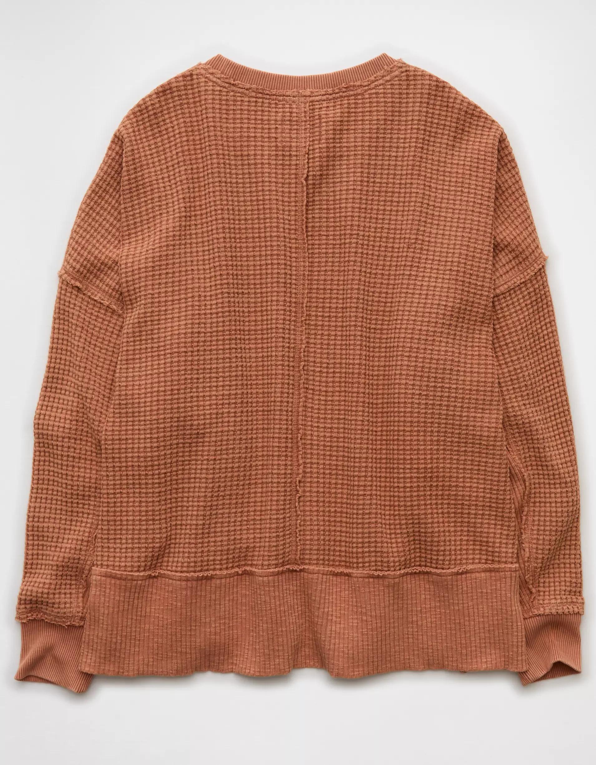 AE Big Hug Crew Neck Waffle Sweatshirt Product Image