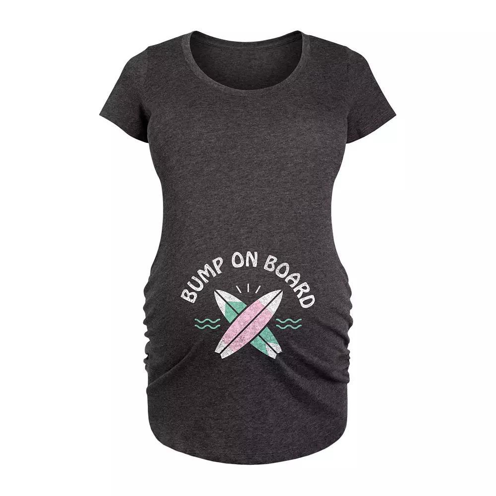 Maternity Bump On Board Surf Graphic Tee, Womens Heather Grey Product Image