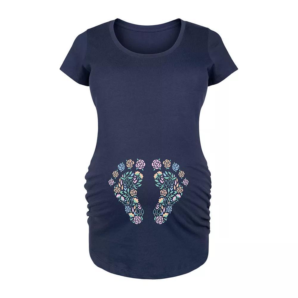 Maternity Floral Footprint Belly Graphic Tee, Womens Product Image