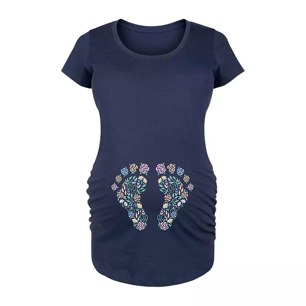 Maternity Floral Footprint Belly Graphic Tee, Womens Product Image
