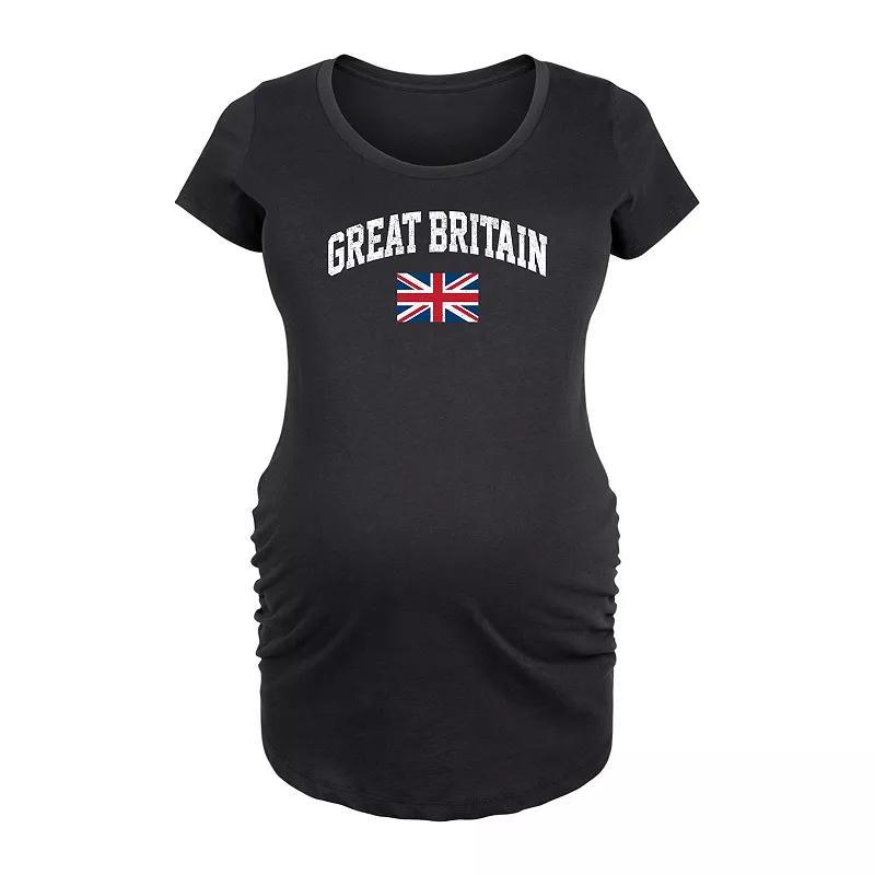 Maternity Great Britain Flag Graphic Tee, Womens Grey Gray Product Image