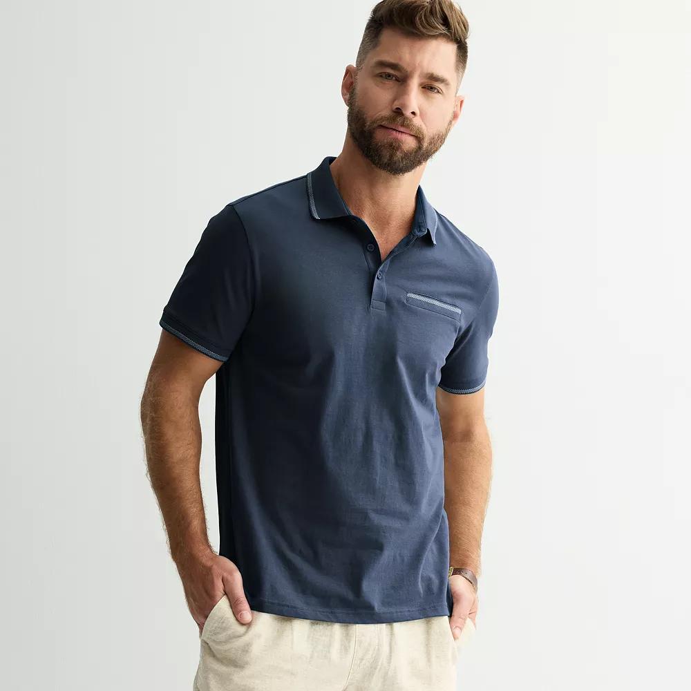 Men's Apt. 9® Short Sleeve Tipped Polo, Size: XXL, Purple Vision Product Image