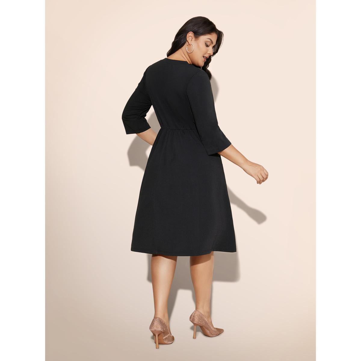 Plus Size Heart Neckline Patchwork Sequin Button Detail Dress Watermelon Women Cocktail Texture Party Curvy Bloomchic 18-20/2X Product Image