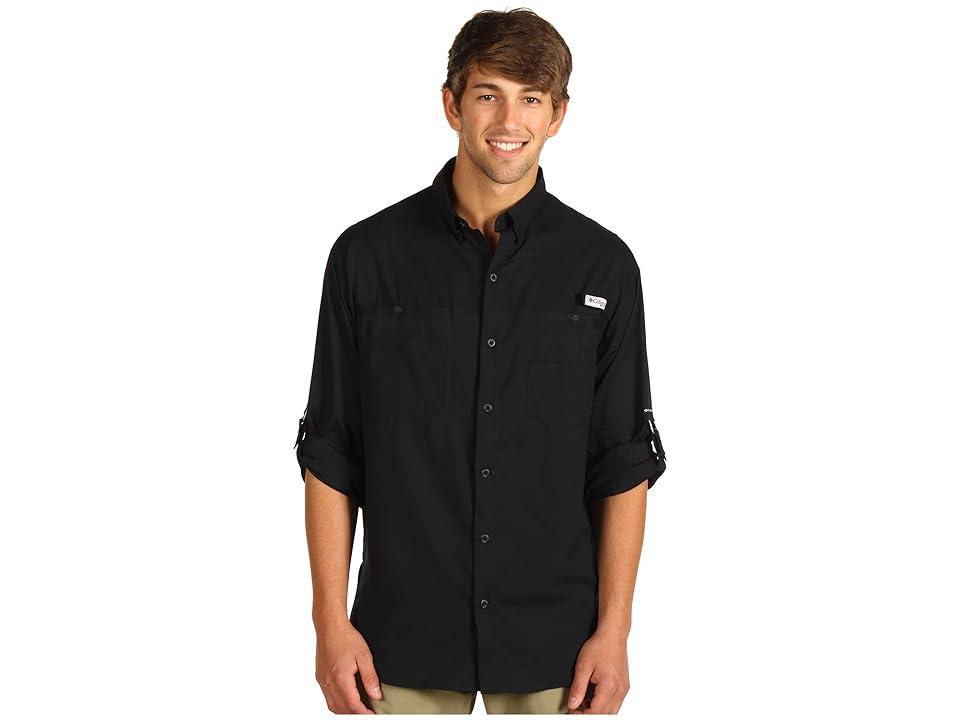 Men's Columbia PFG UPF 40 Tamiami™ II Long Sleeve Button-Down Shirt, Size: Medium, Black Product Image