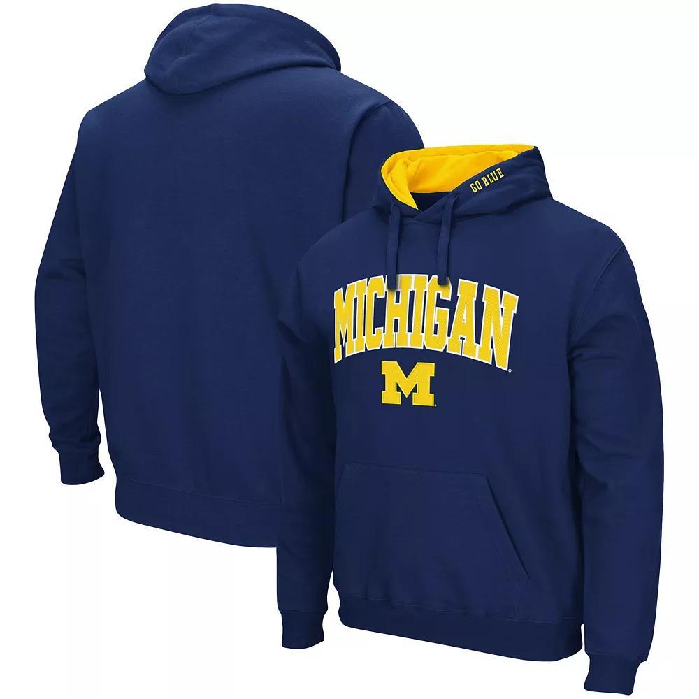 Men's Colosseum Navy Michigan Wolverines Arch & Logo 3.0 Pullover Hoodie, Size: 2XL, Blue Product Image