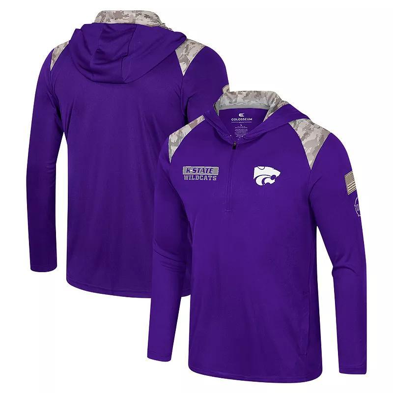Men's Colosseum Purple Kansas State Wildcats OHT Military Appreciation Quarter-Zip Hoodie Jacket, Size: Medium Product Image
