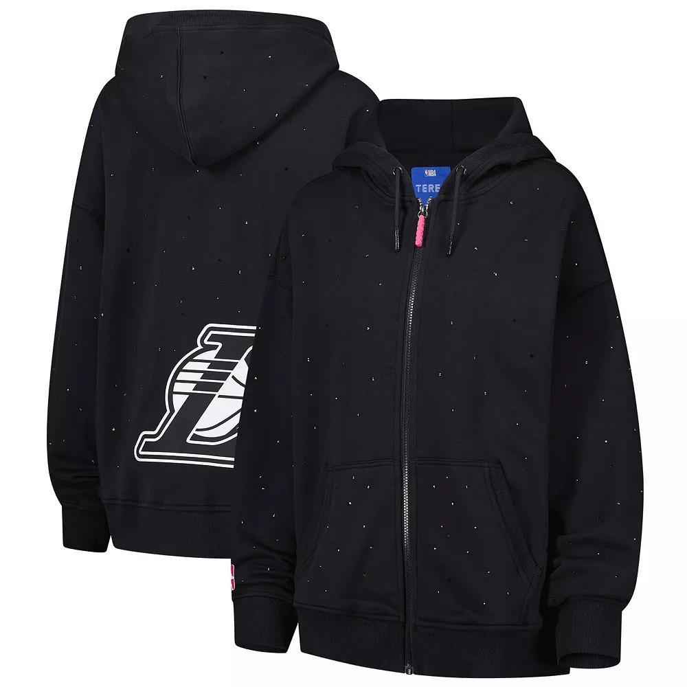 Women's Terez Black Los Angeles Lakers Allover Gemstone Full-Zip Hoodie, Size: Large Product Image