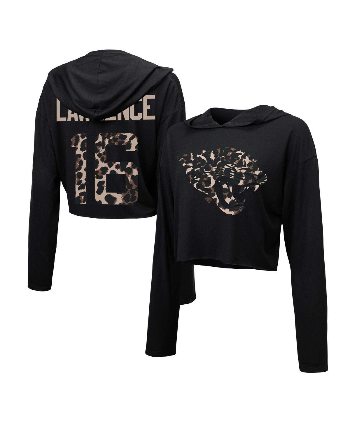 Women's Majestic Threads Trevor Lawrence Black Jacksonville Jaguars Leopard Player Name & Number Long Sleeve Cropped Hoodie, Size: XL Product Image