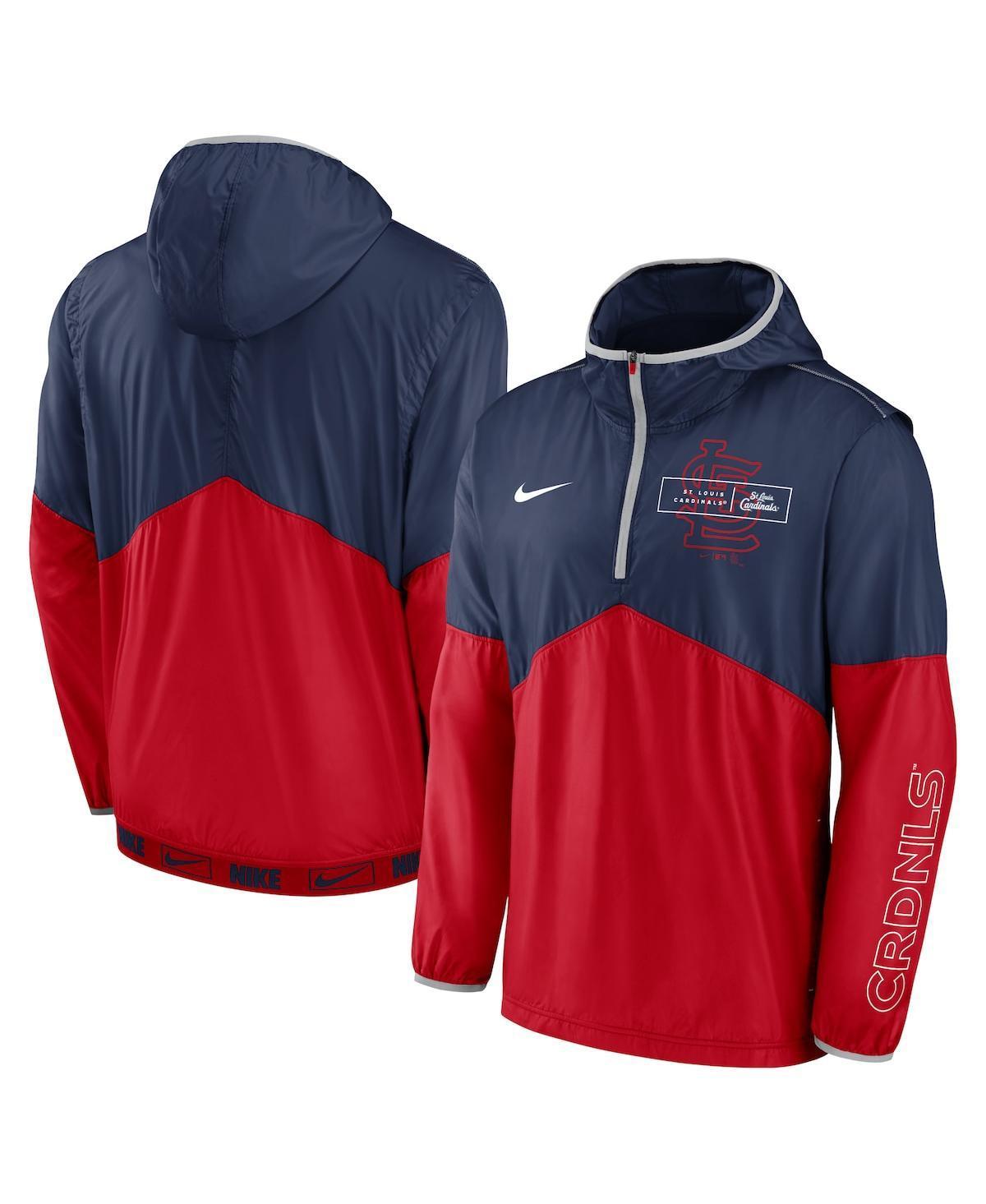Men's Nike Navy/Red St. Louis Cardinals Overview Half-Zip Hoodie Jacket, Size: Medium, Blue Product Image