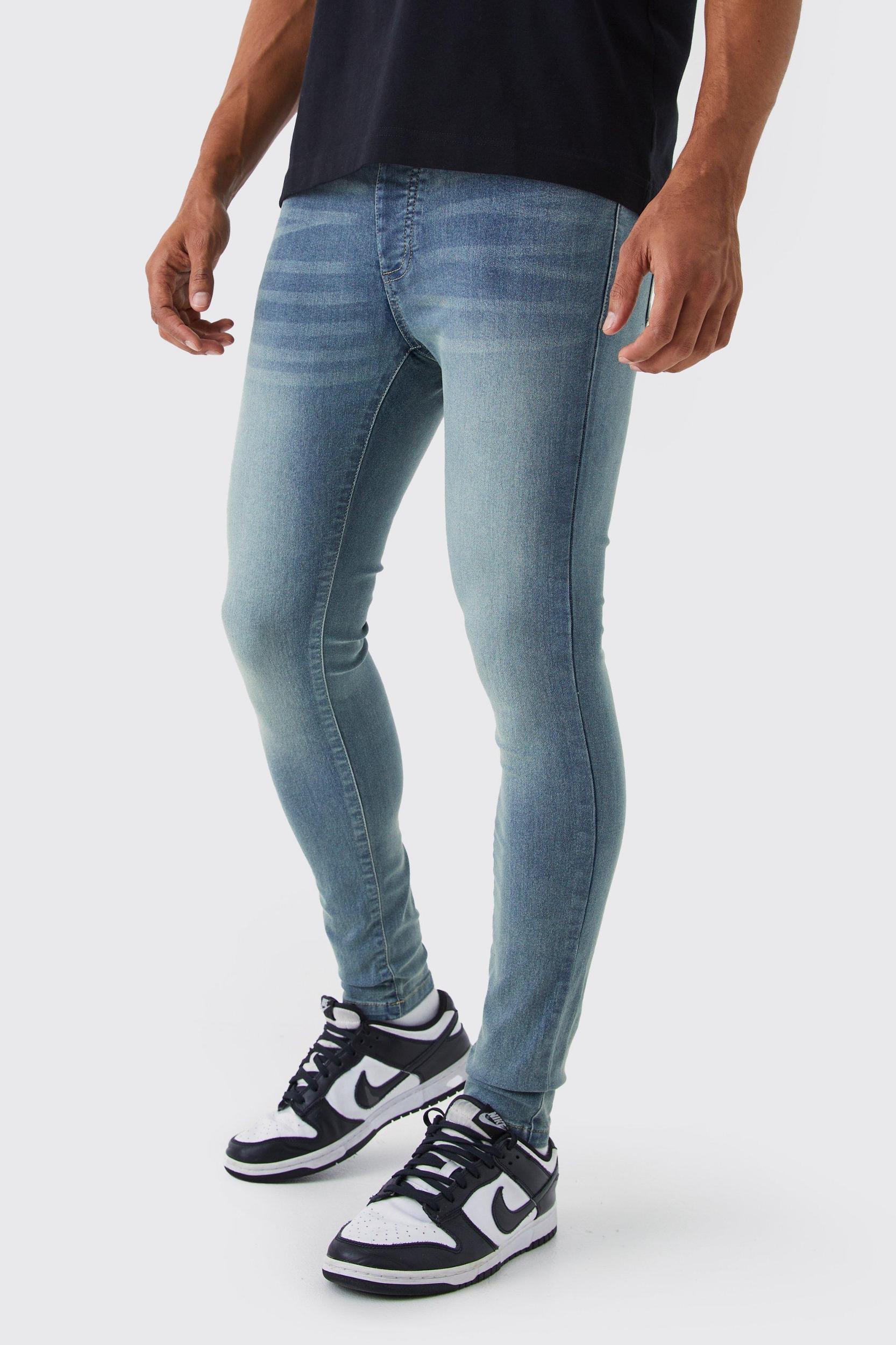 Mens Super Skinny Stretch Jean - Blue Product Image