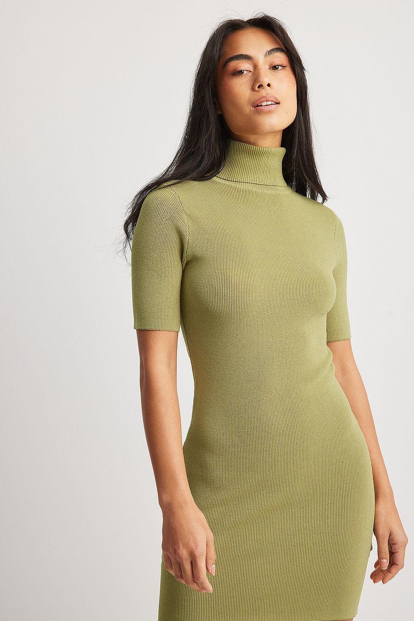 Fine Knitted Turtleneck Mini Dress Product Image