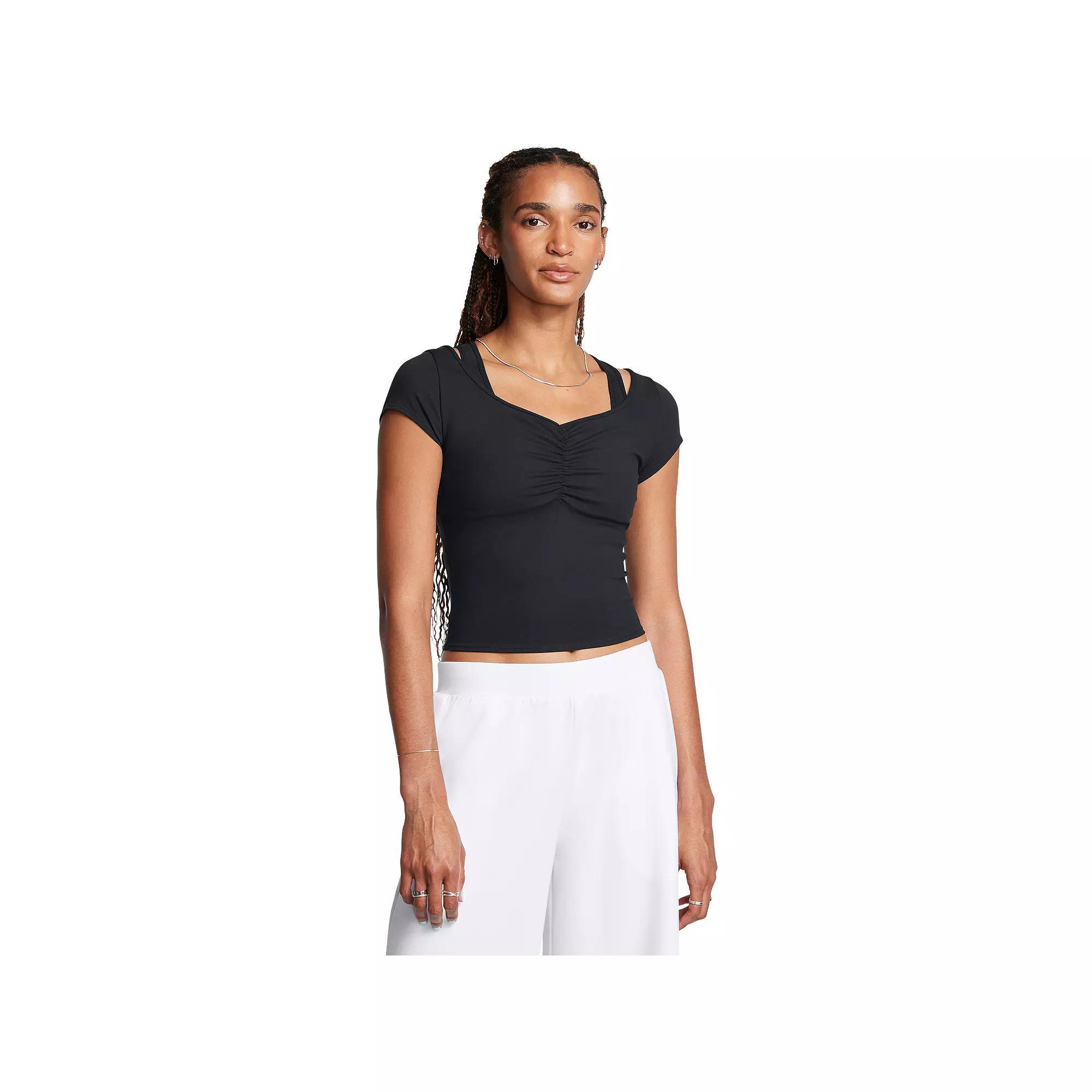 Womens Under Armour Ruched Front Short Sleeve Tee Product Image