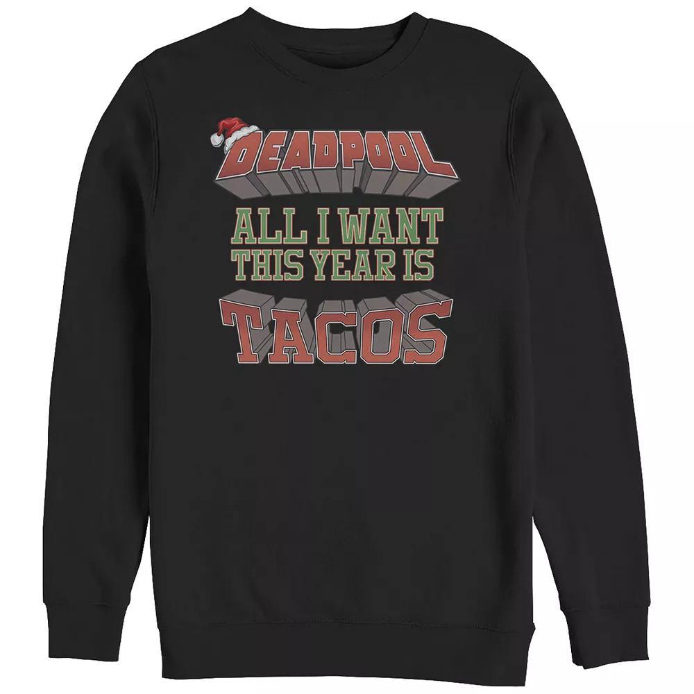 Big & Tall Marvel Deadpool All I Want This Year Is Tacos Graphic Fleece, Men's, Size: 3XL Tall, Black Product Image