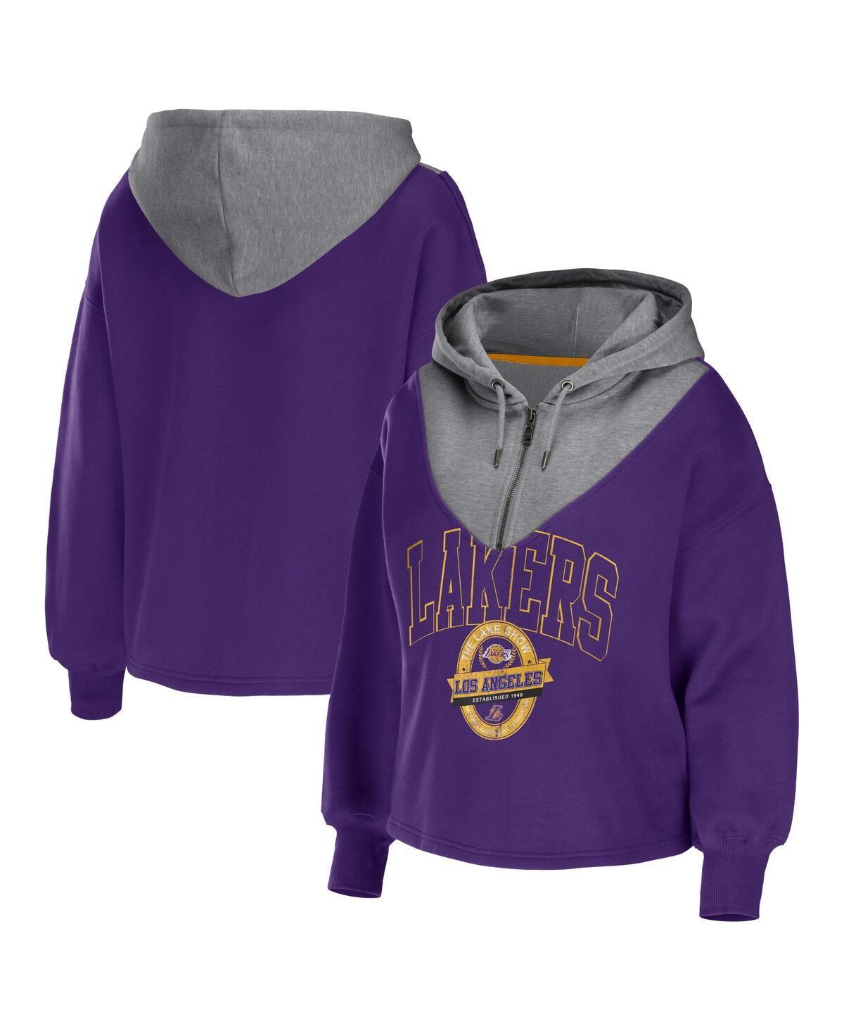 Women's WEAR by Erin Andrews Royal Philadelphia 76ers Pieced Quarter-Zip Hoodie Jacket, Size: Small, 76r Blue Product Image