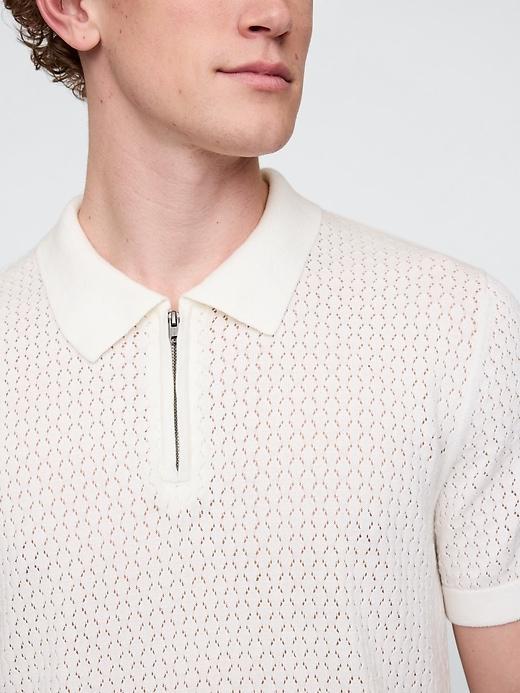 Crochet Polo Shirt Product Image