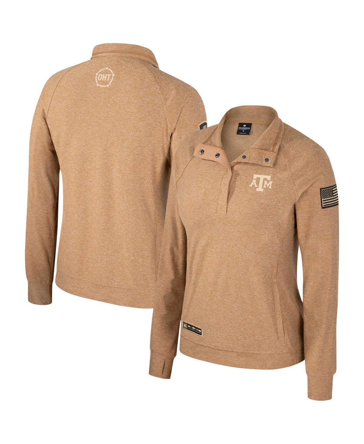 Women's Colosseum Tan Nebraska Huskers OHT Military Appreciation Sand Tatum Quarter-Snap Raglan Jacket, Size: Medium, Team Product Image