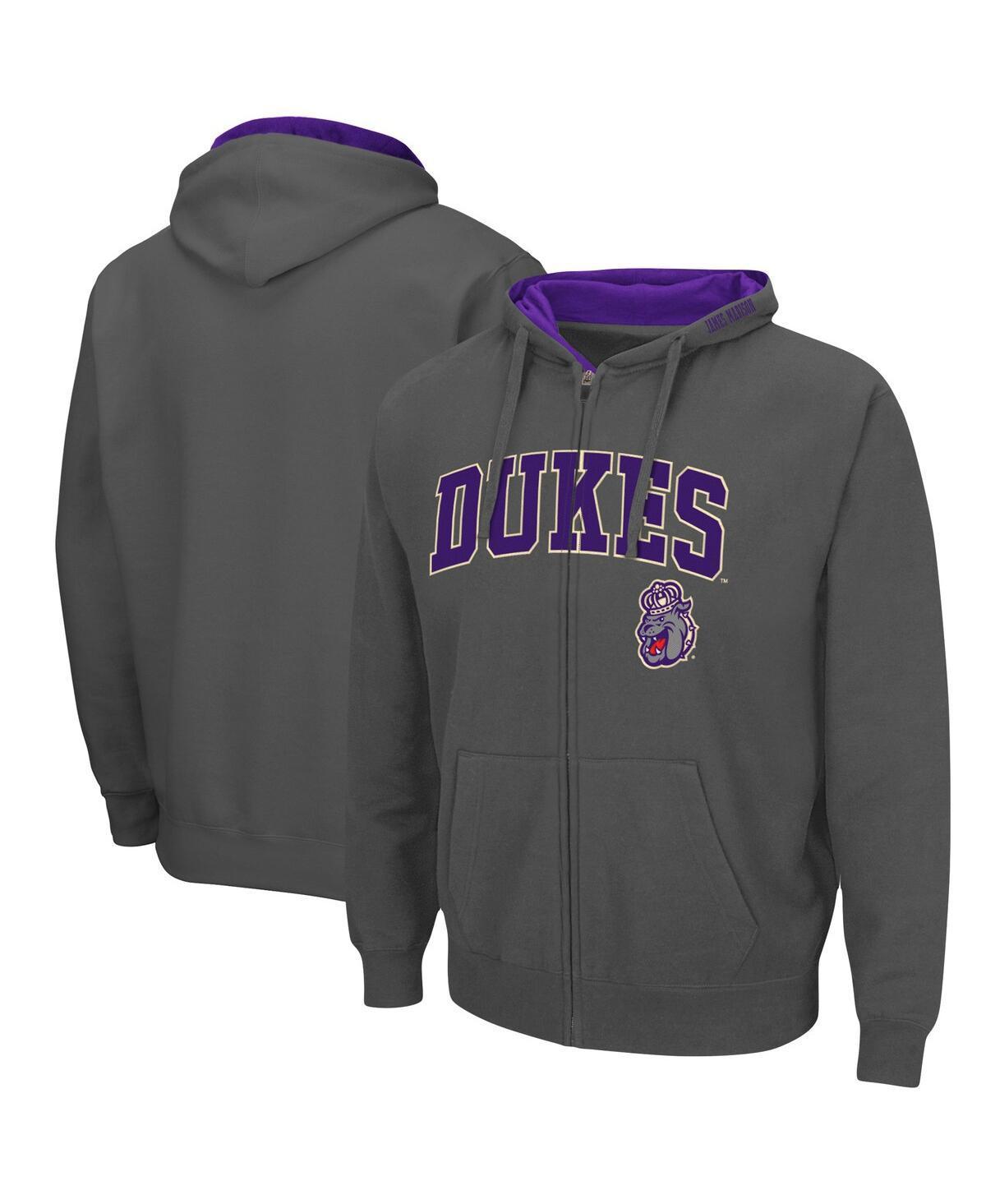 Men's Colosseum Charcoal James Madison Dukes Arch & Logo 3.0 Full-Zip Hoodie, Size: Large, Jmd Charco Product Image