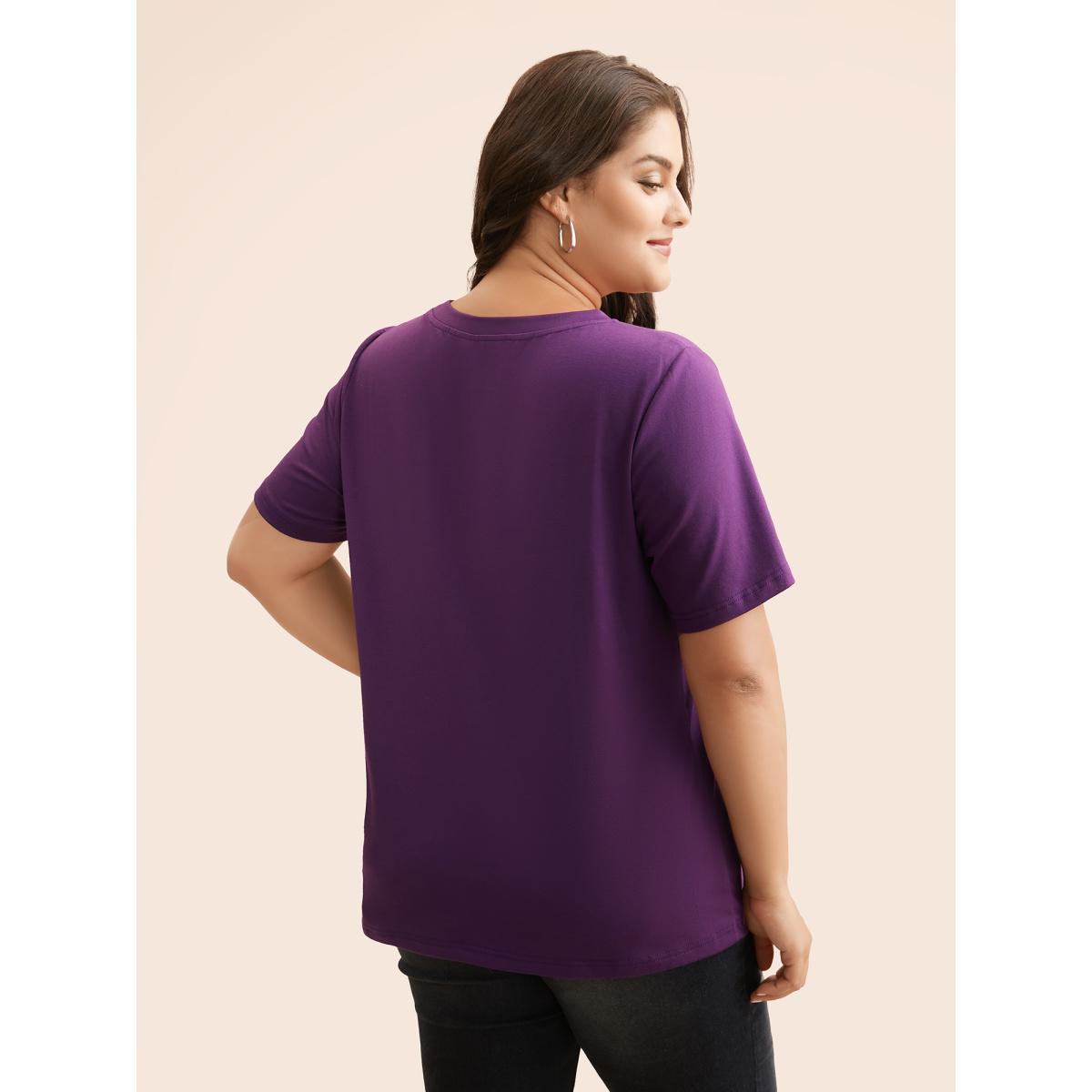 Plus Size Bewitched Cat Printed Crew Neck T-shirt Deeppurplered Women Casual Non Halloween Round Neck Everyday T-shirts BloomChic 28/5X Product Image
