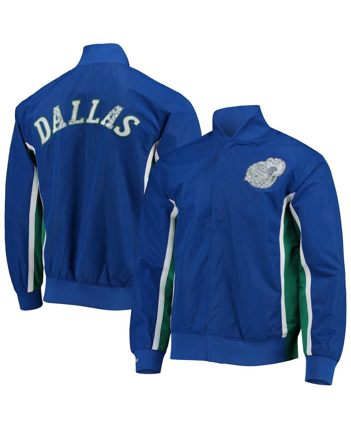 Men's Dallas Mavericks Blue Mitchell & Ness Hardwood Classics 75th Anniversary Authentic Warmup Full-Snap Jacket, Size: Large Product Image