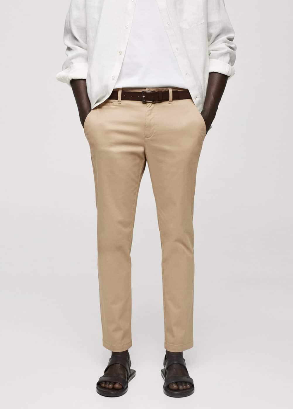 Mango Mens Cotton Tapered Crop Pants Product Image