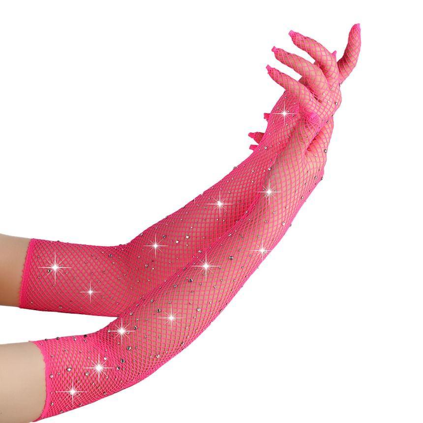 Rhinestone Fishnet Gloves Product Image