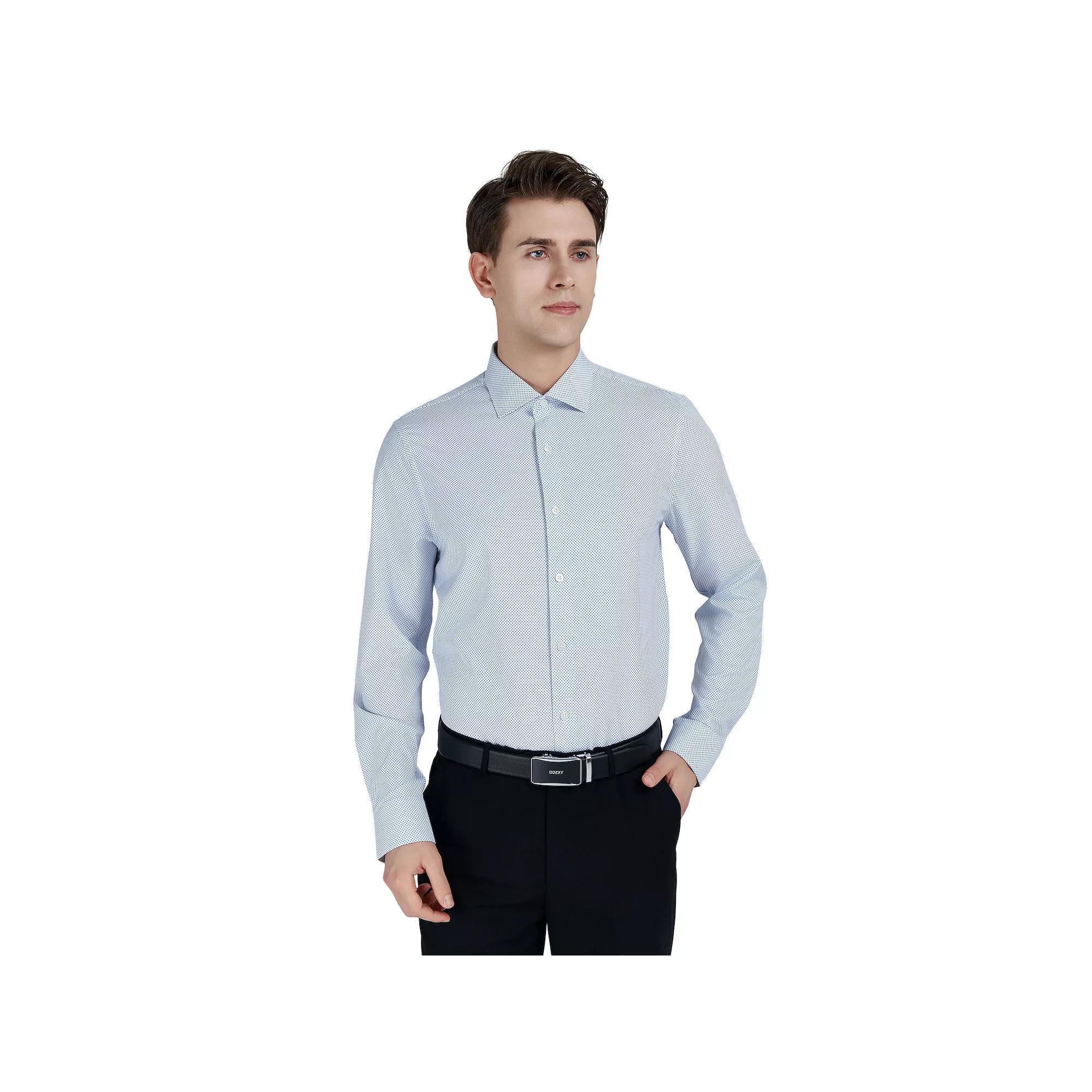Men's Bespoke Slim-Fit Wrinkle Free Performance Dress Shirt, Size: Large-34/35, Blue Dot Print Product Image