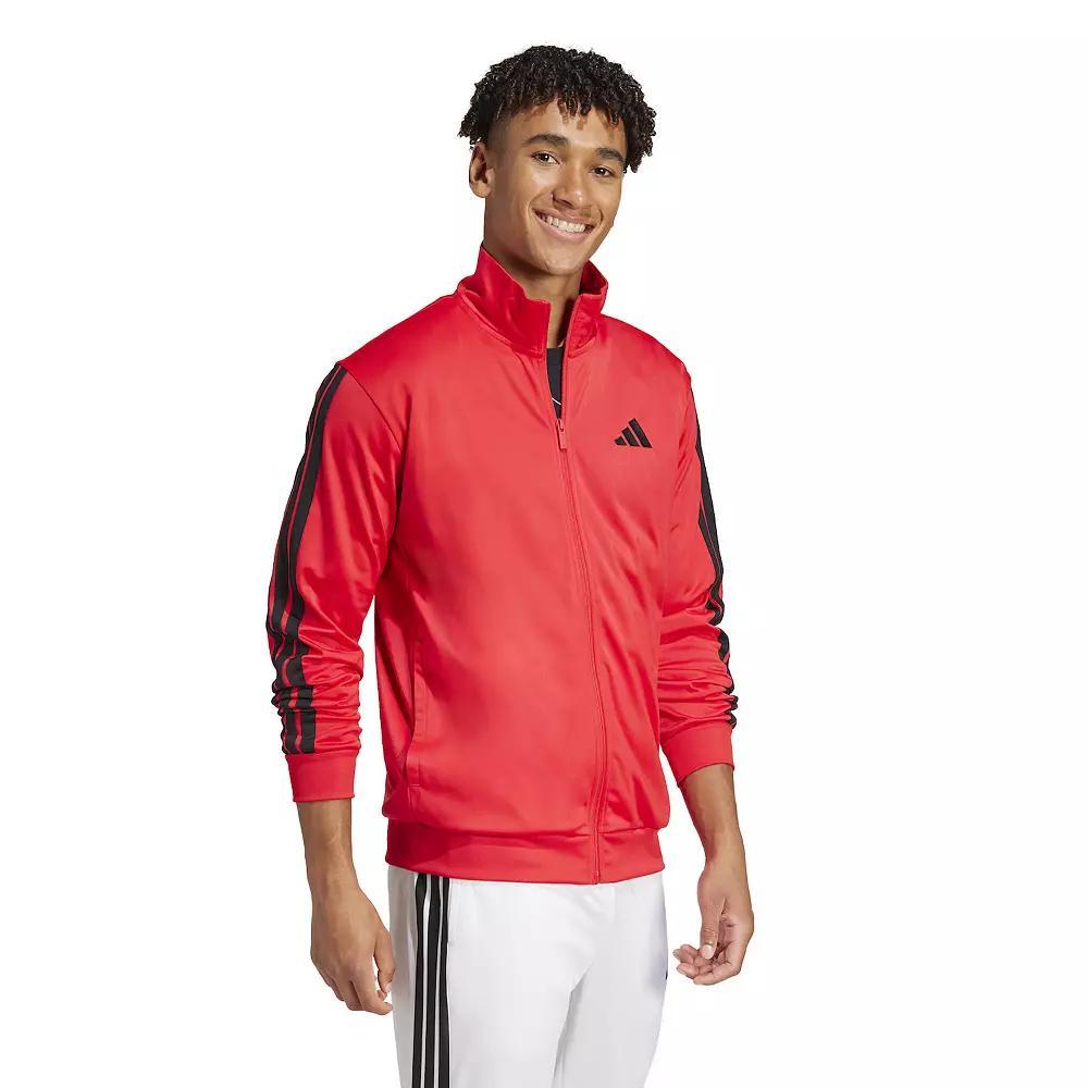 Big & Tall adidas 3-Stripes Tricot Sportswear Zip Front Track Top, Men's, Size: XXL Tall, Pure Red Product Image