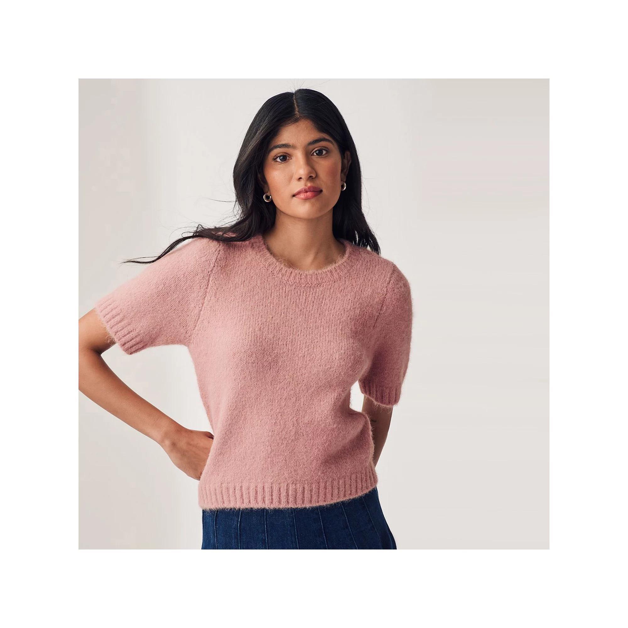 Women's NEXT Short Sleeve Crew Neck Sweater, Size: XL, Blush Pink Product Image