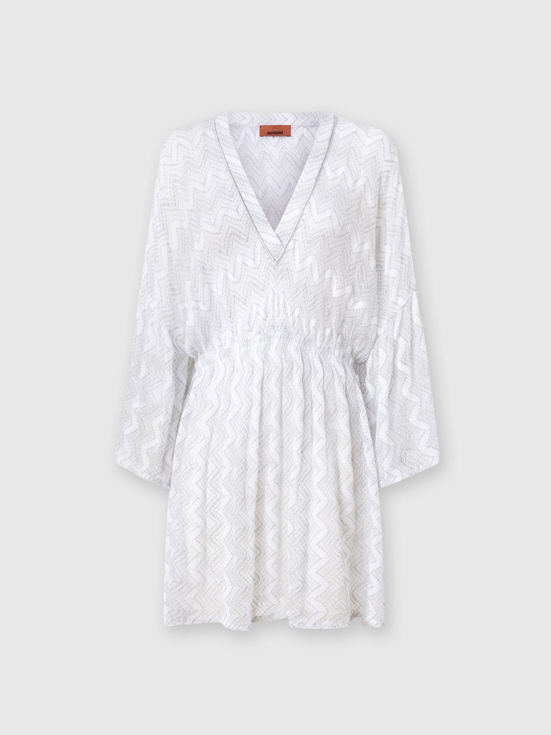 Cover-up dress in zig zag lamé viscose with wide sleeves Product Image