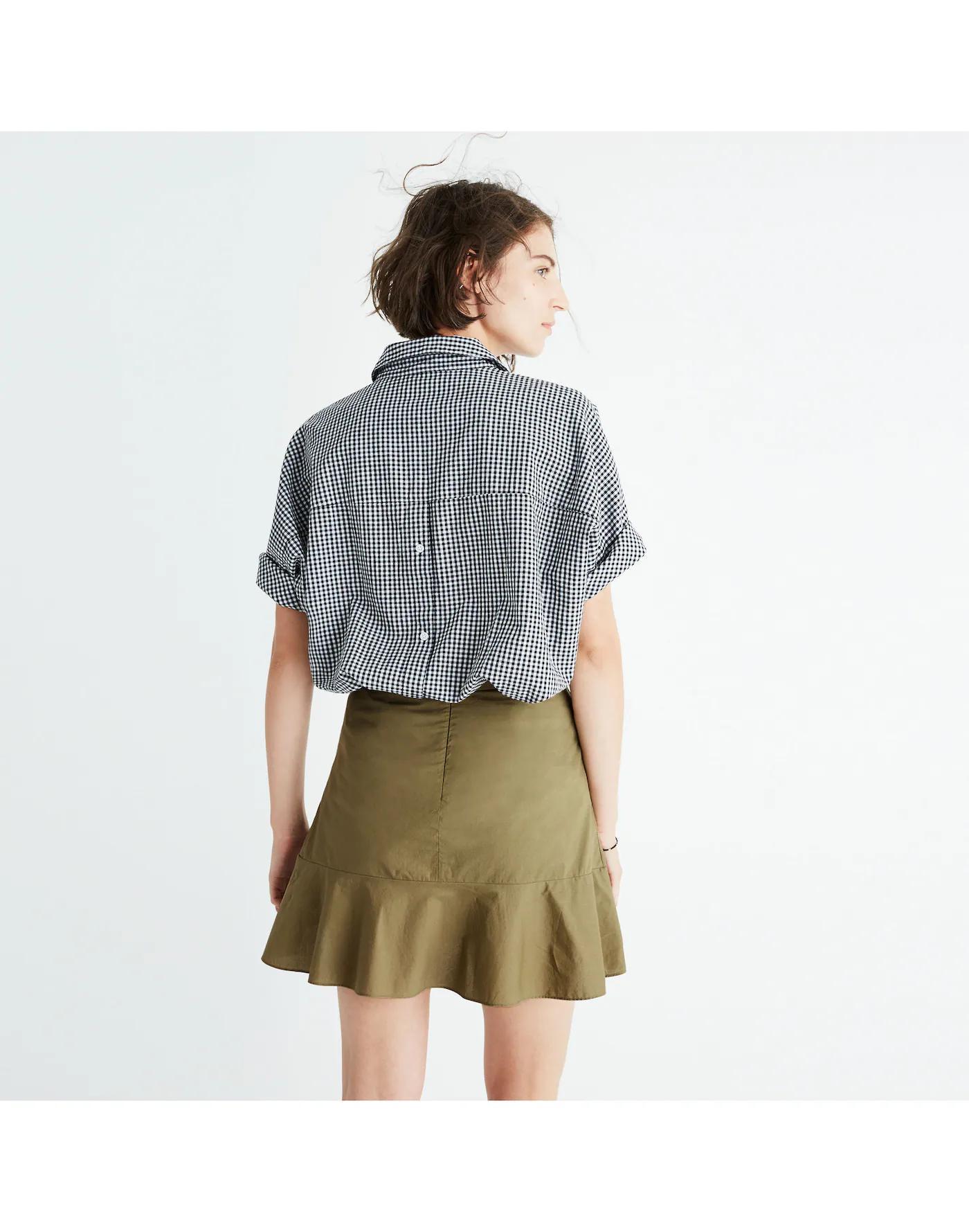 Ruffle-Wrap Mini Skirt in Expat Olive Product Image